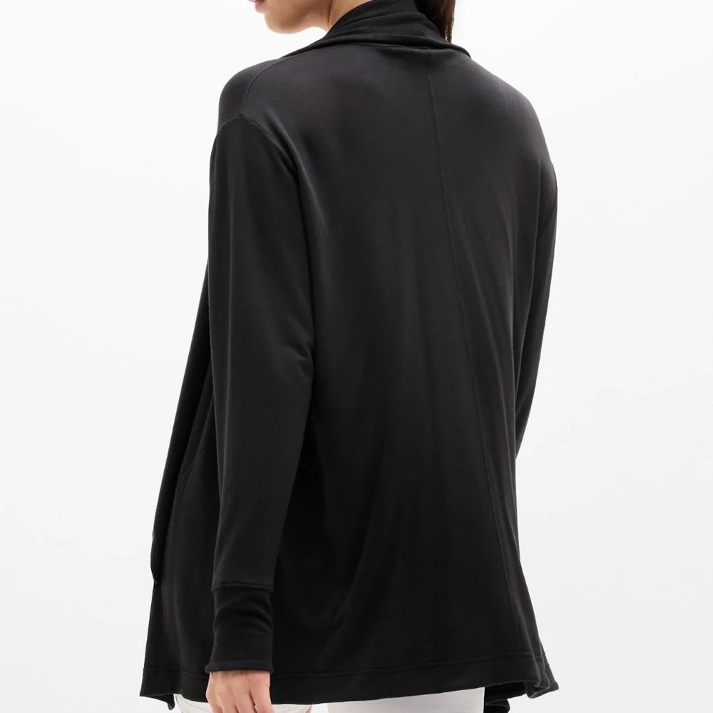 Athleta Pranayama Restore Wrap Black S Tall Open Cardigan Cozy Athleisure - Picture 4 of 8